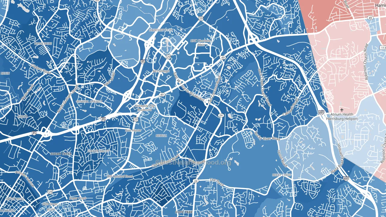 28213, NC block-group political-lean map