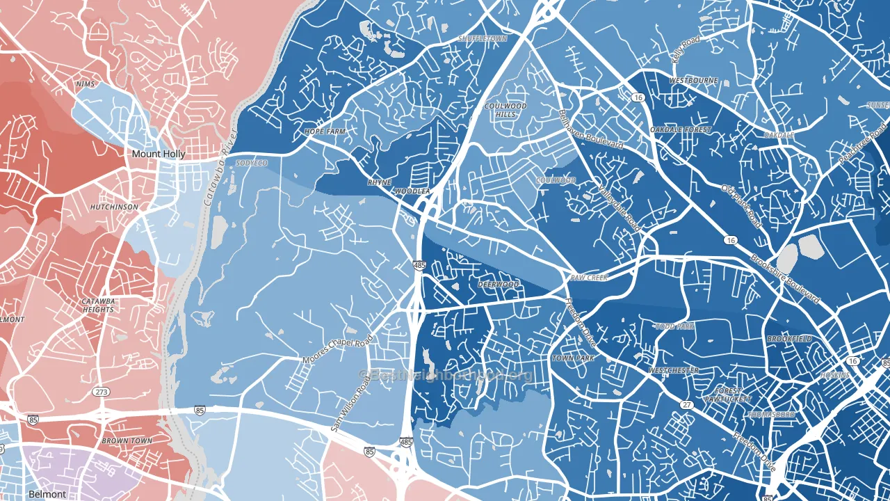 28214, NC block-group political-lean map