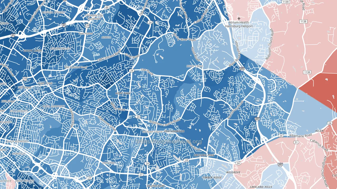 28215, NC block-group political-lean map