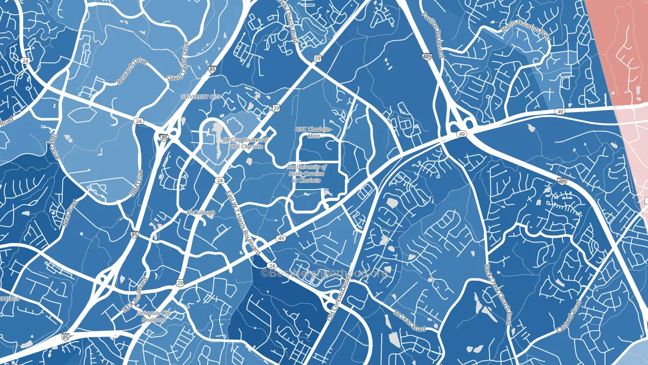 28223, NC block-group political-lean map