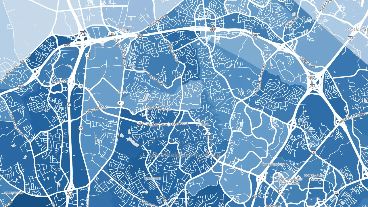 28269, NC block-group political-lean map