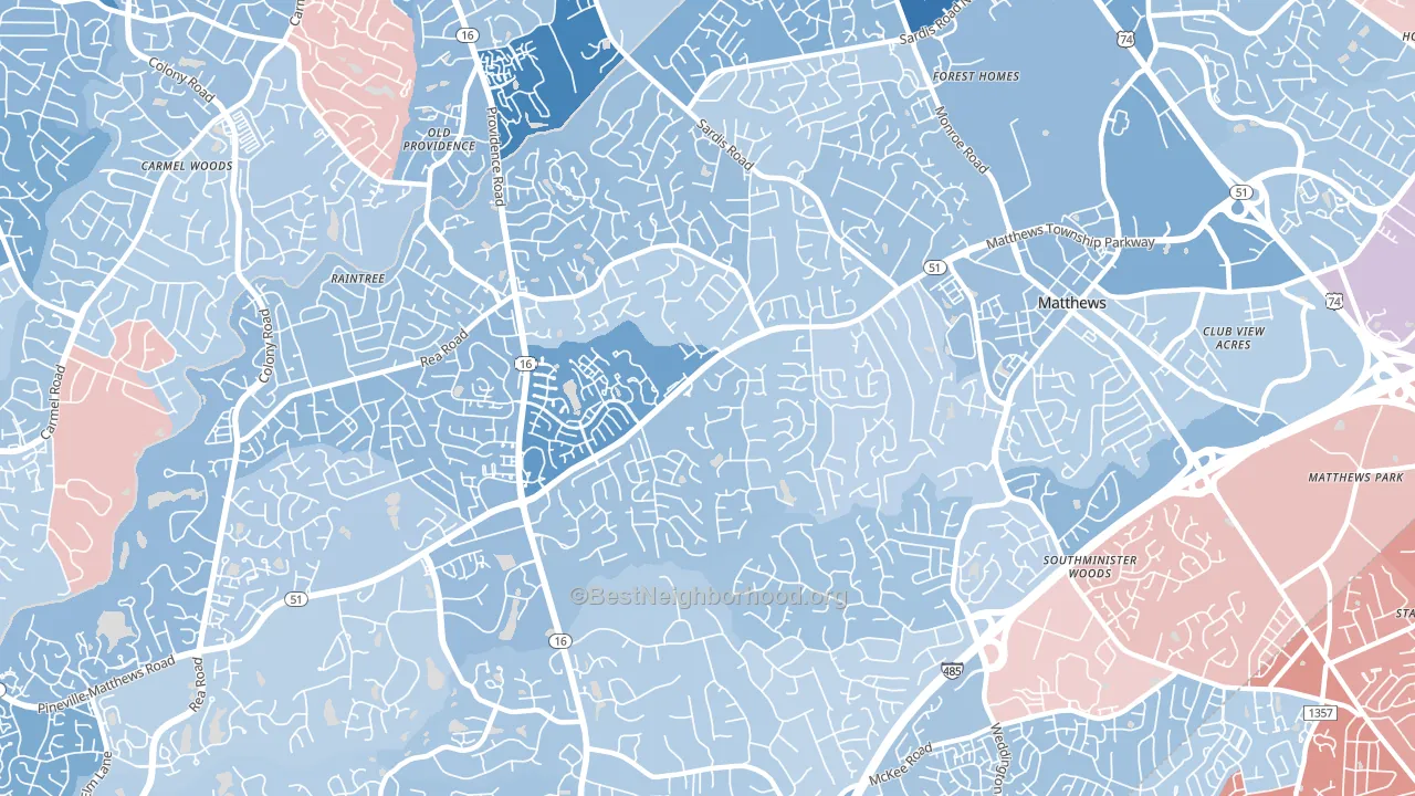 28270, NC block-group political-lean map