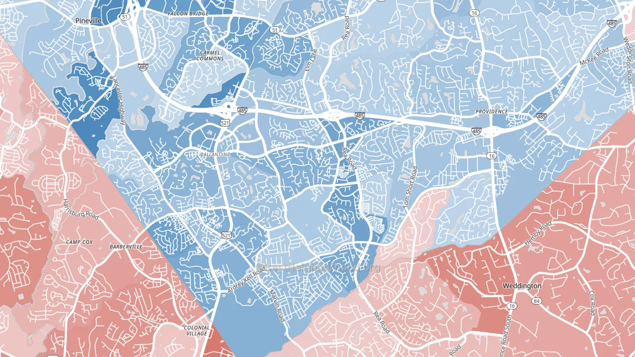 28277, NC block-group political-lean map