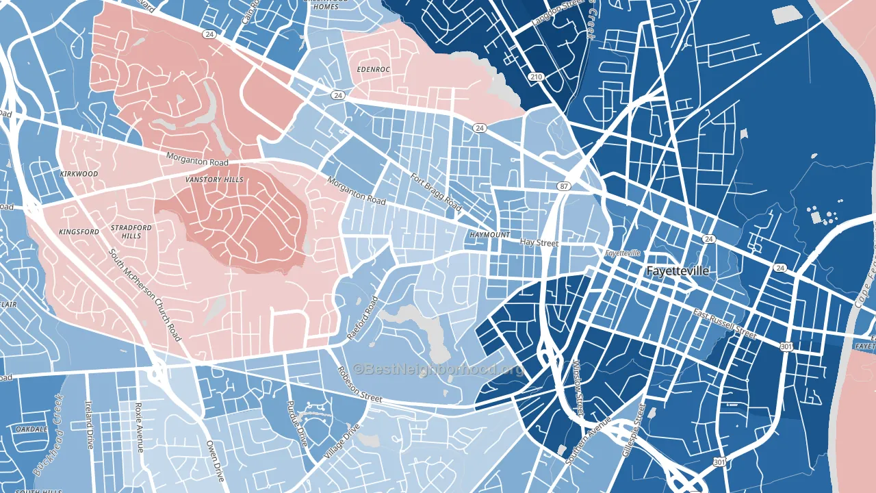 28305, NC block-group political-lean map