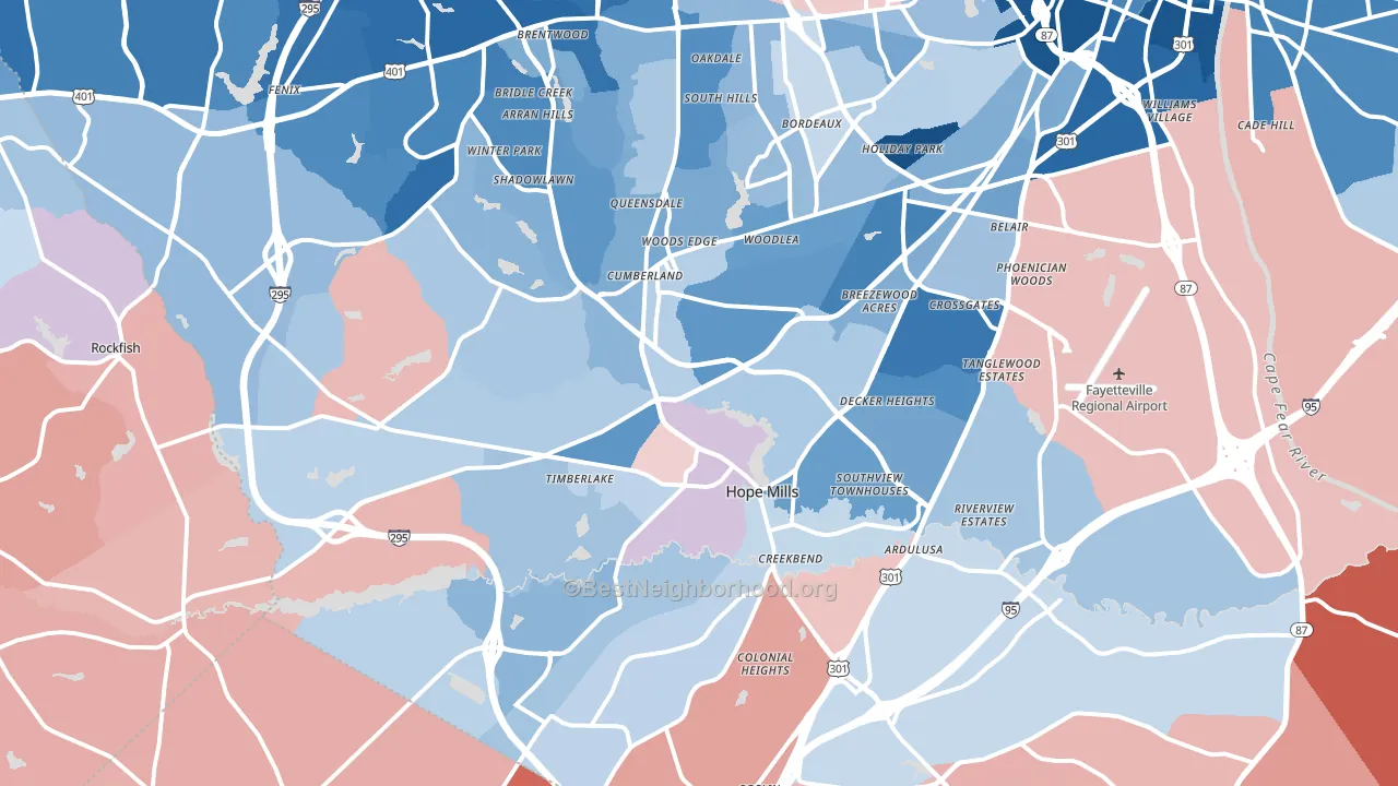 28306, NC block-group political-lean map