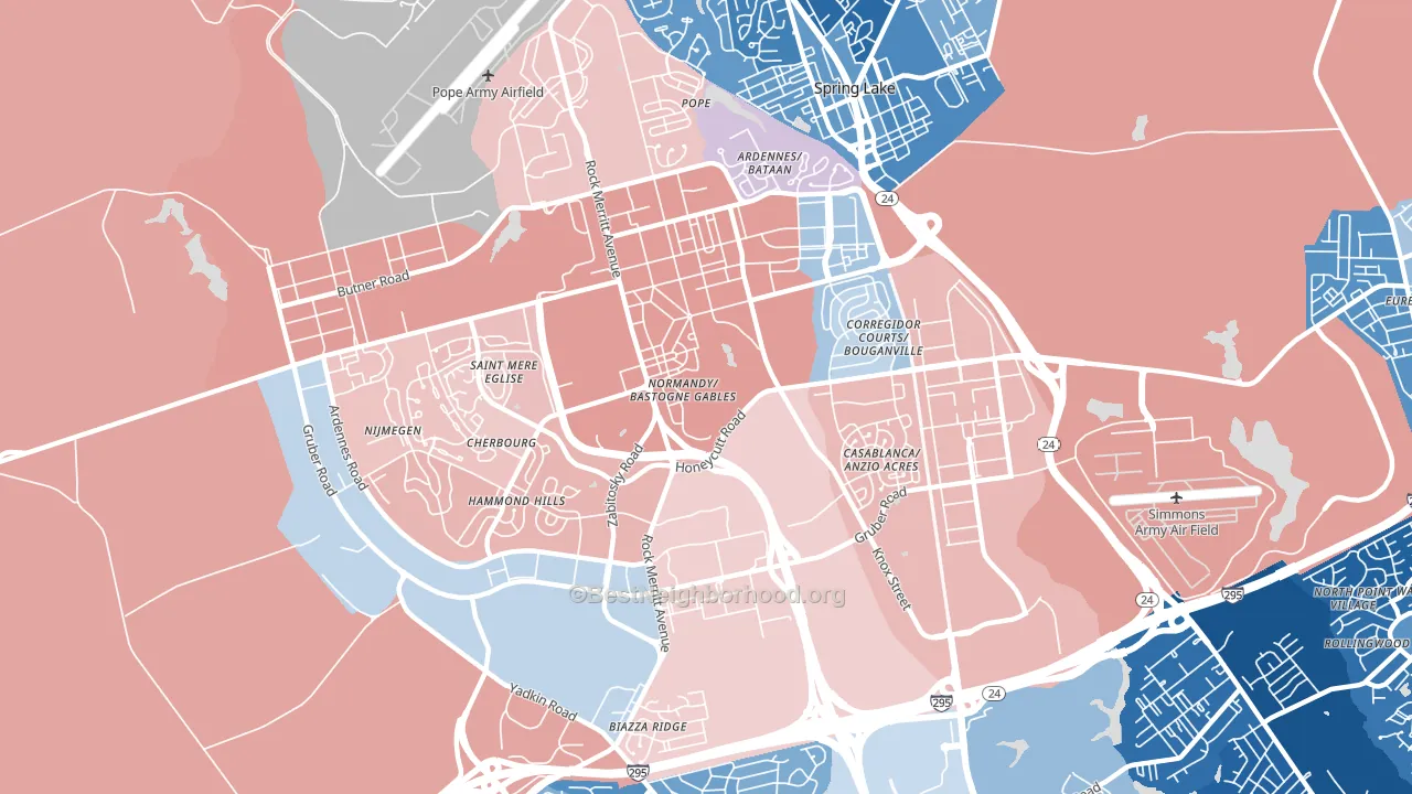 28307, NC block-group political-lean map