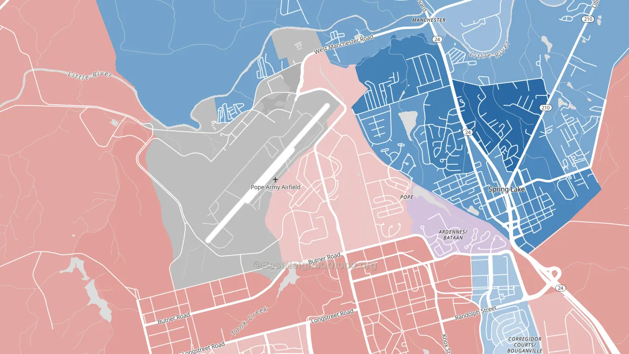 28308, NC block-group political-lean map