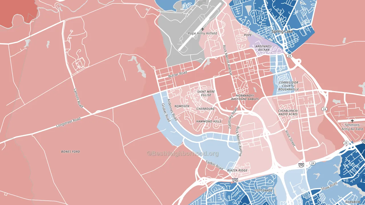 28310, NC block-group political-lean map
