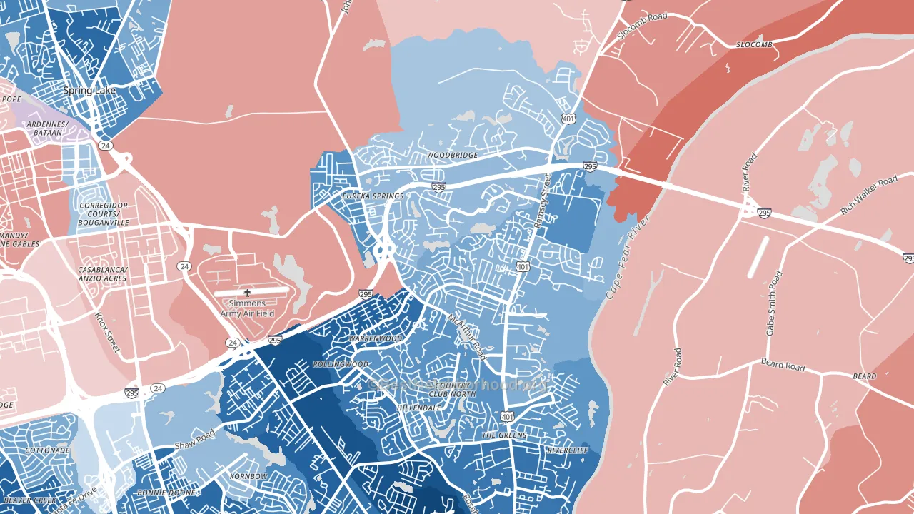 28311, NC block-group political-lean map