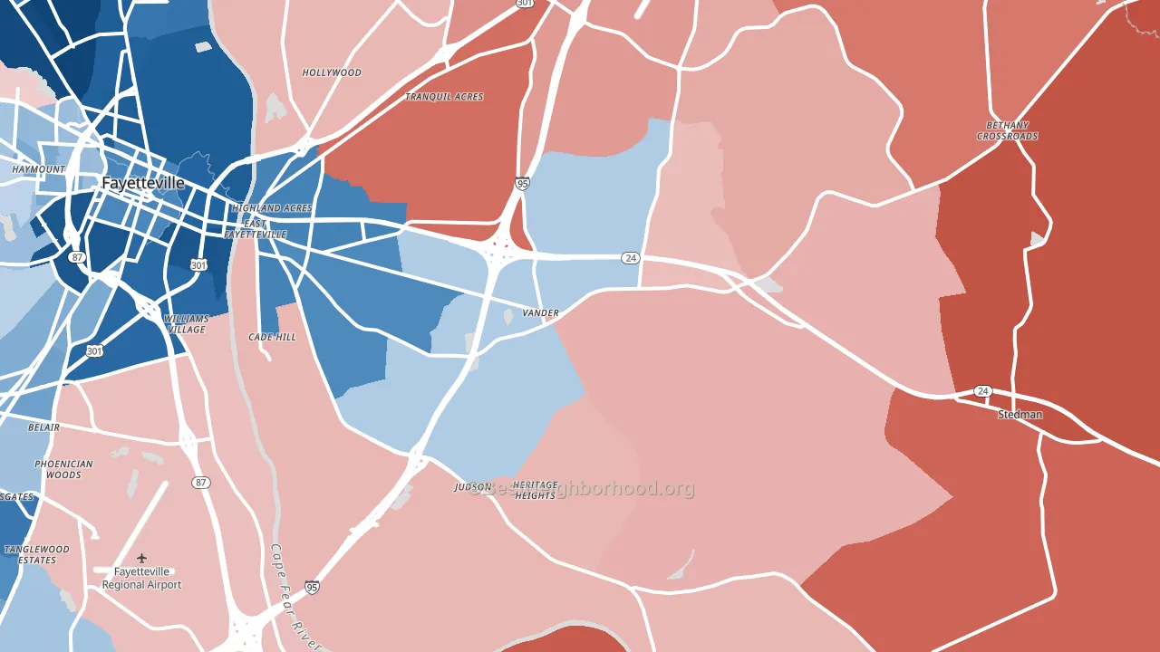 28312, NC block-group political-lean map