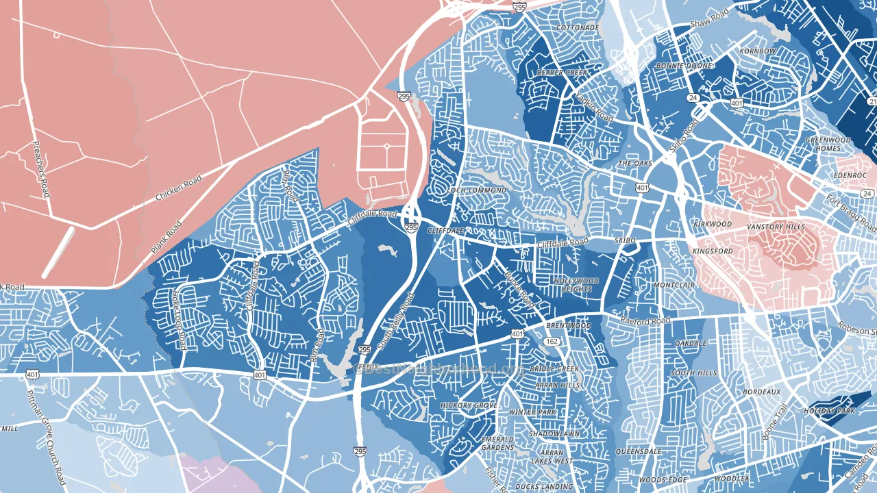 28314, NC block-group political-lean map