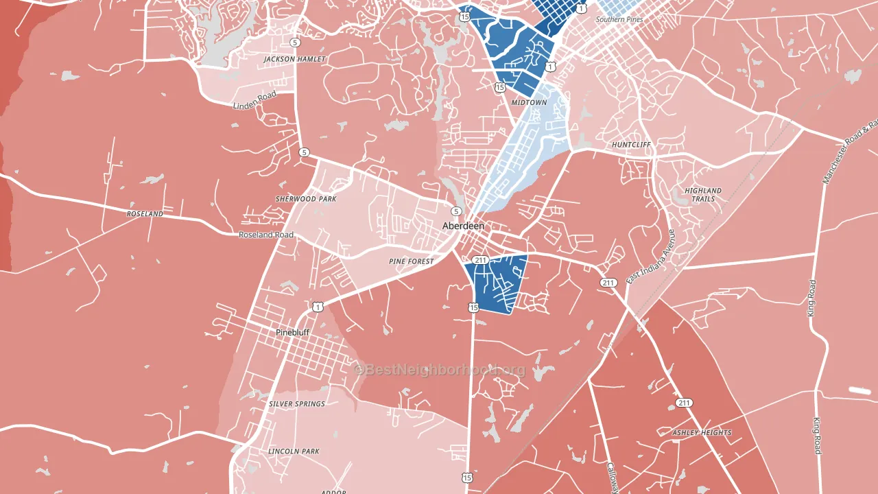 28315, NC block-group political-lean map