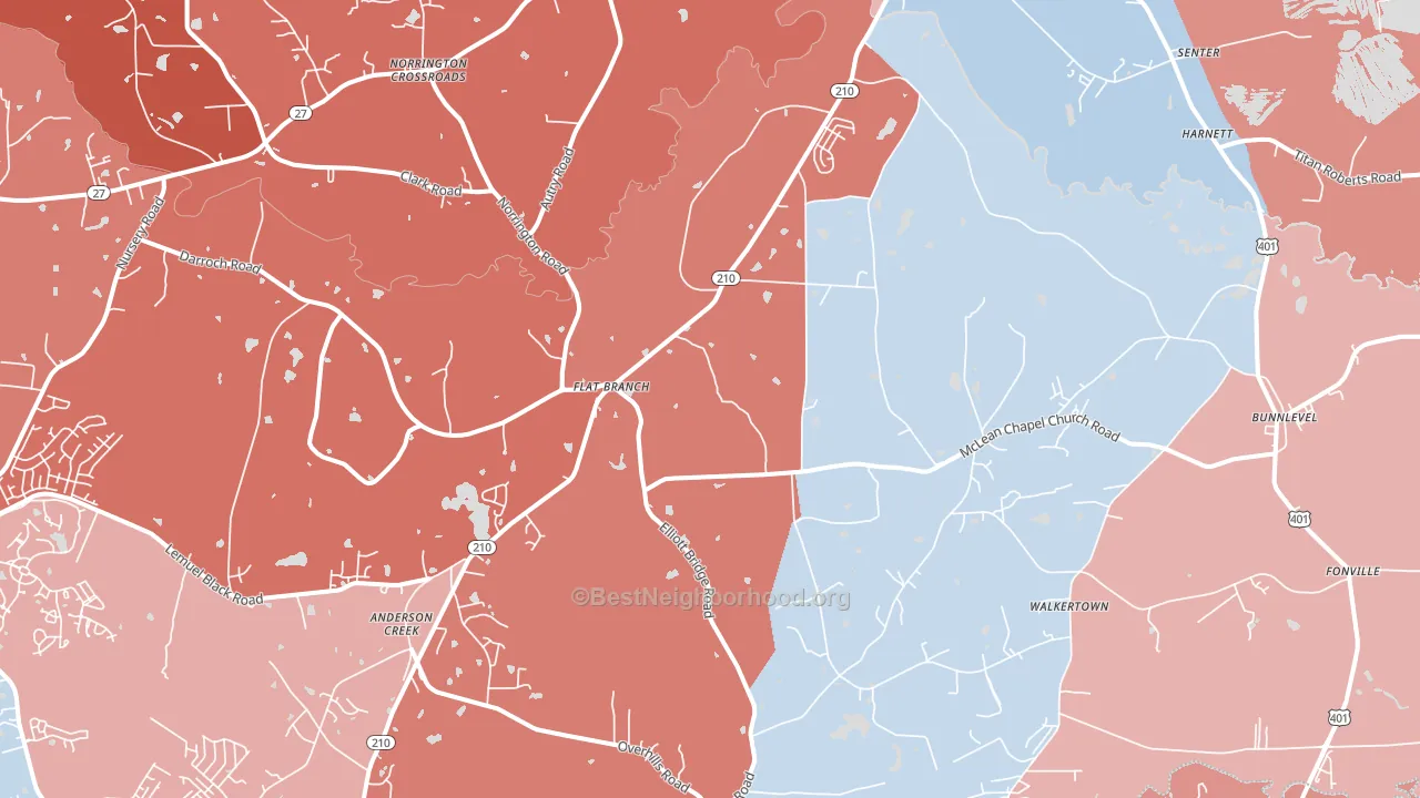 28323, NC block-group political-lean map