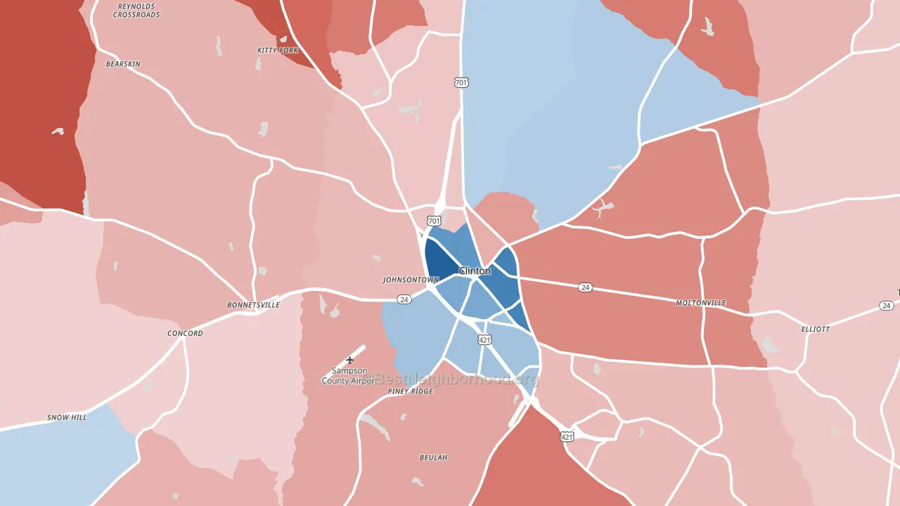 28328, NC block-group political-lean map