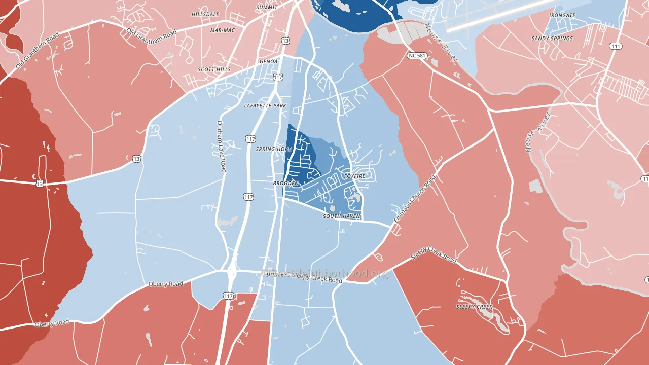 28333, NC block-group political-lean map