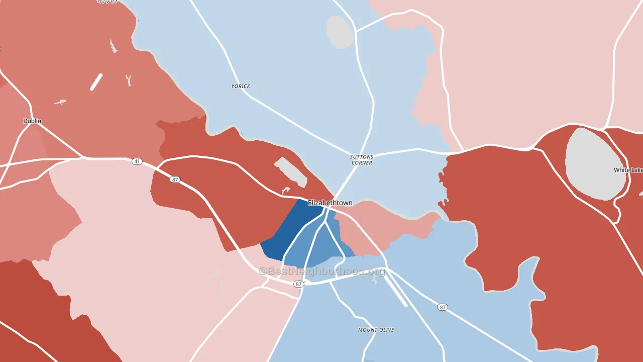 28337, NC block-group political-lean map
