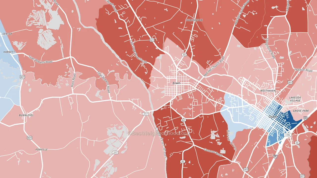 28339, NC block-group political-lean map