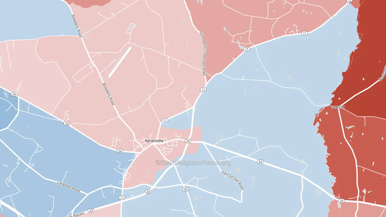 28349, NC block-group political-lean map