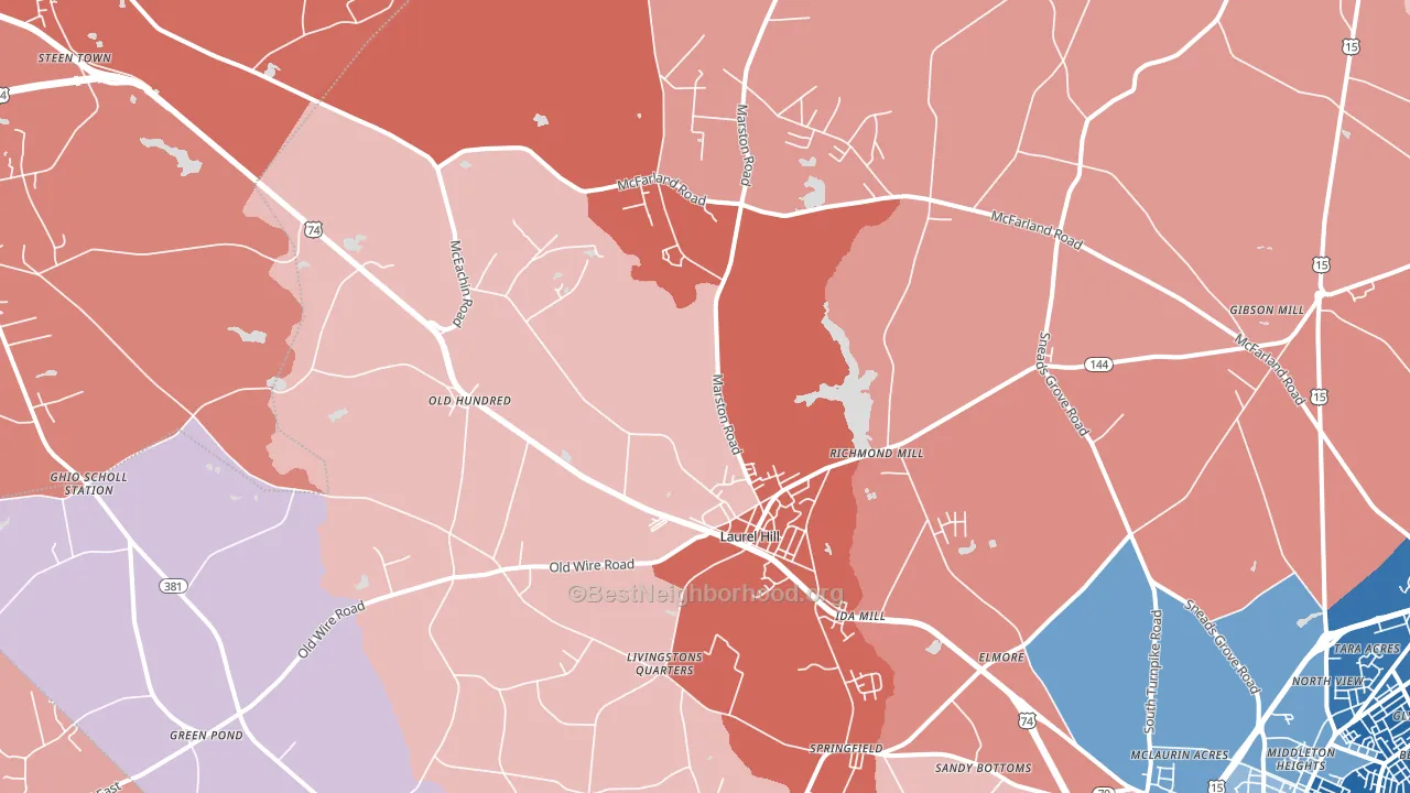 28351, NC block-group political-lean map