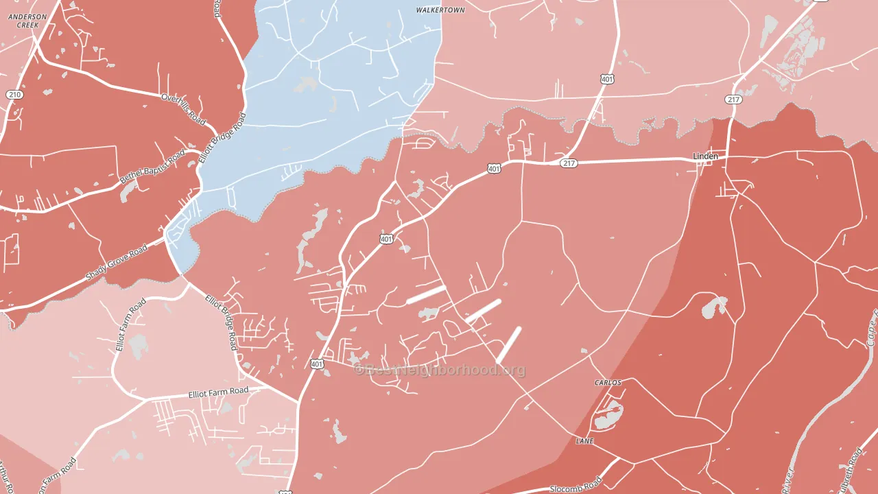 28356, NC block-group political-lean map