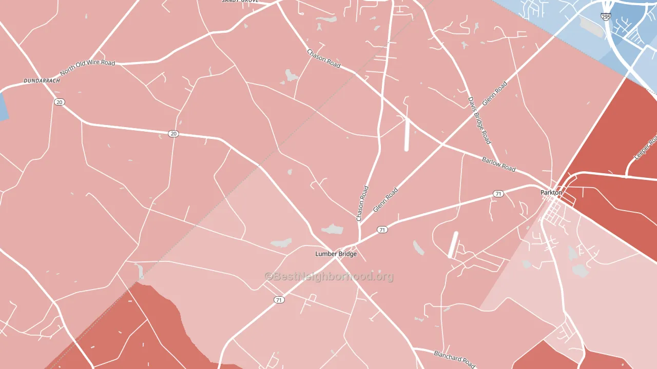 28357, NC block-group political-lean map