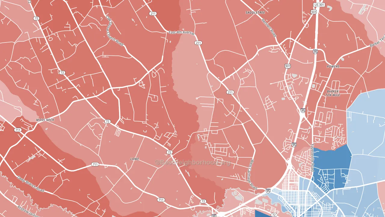 28360, NC block-group political-lean map