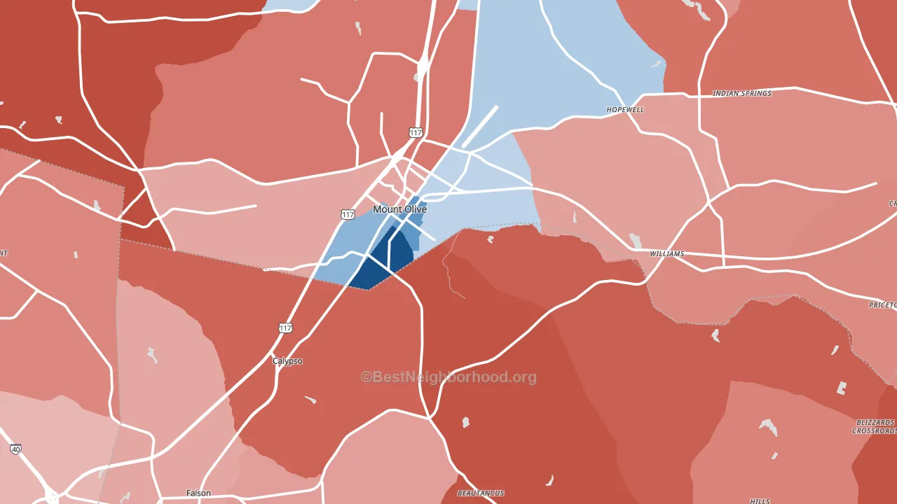 28365, NC block-group political-lean map
