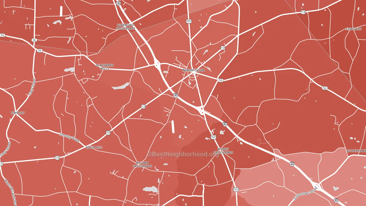 28366, NC block-group political-lean map