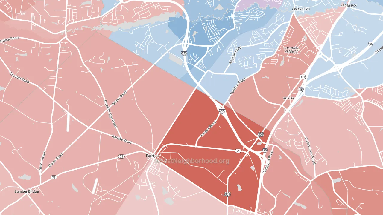 28371, NC block-group political-lean map