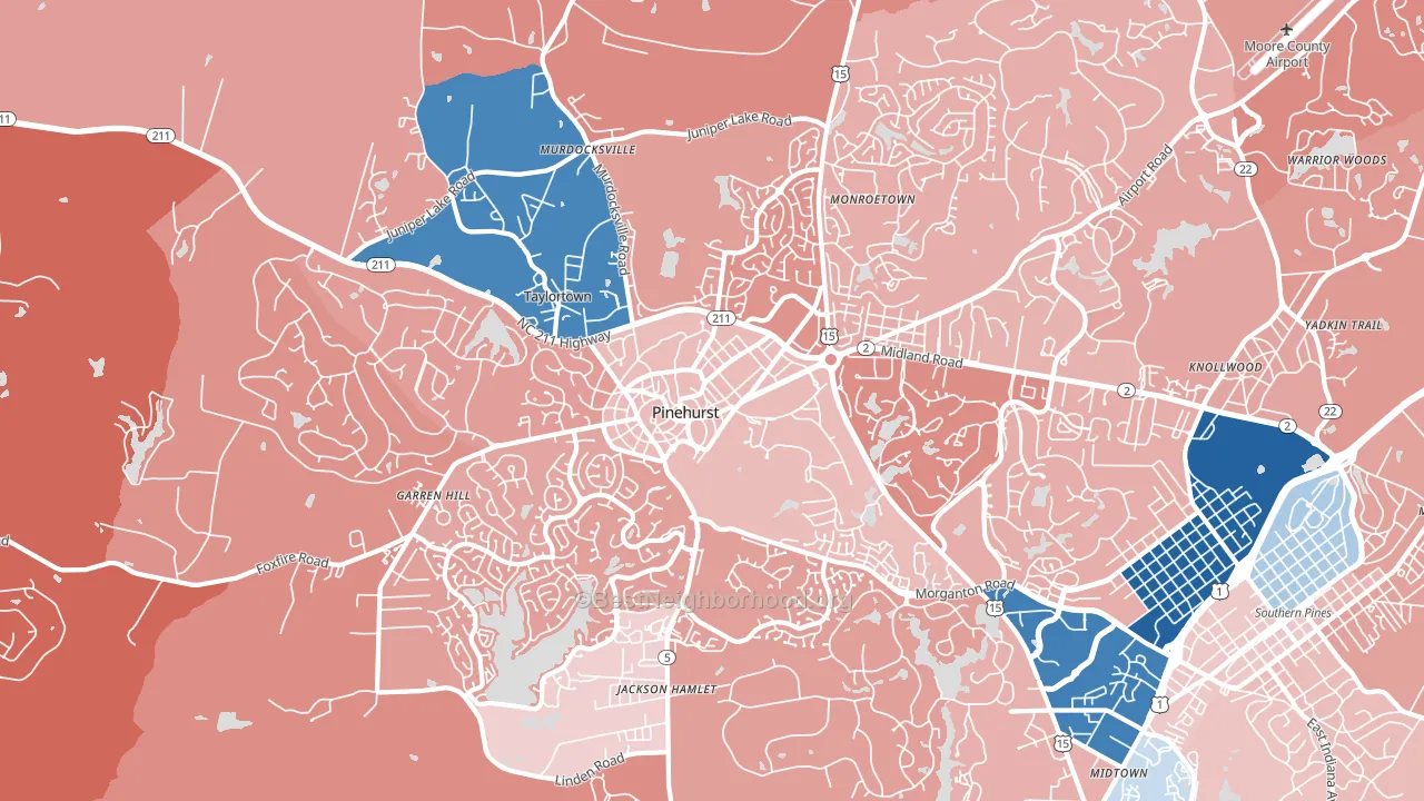 28374, NC block-group political-lean map