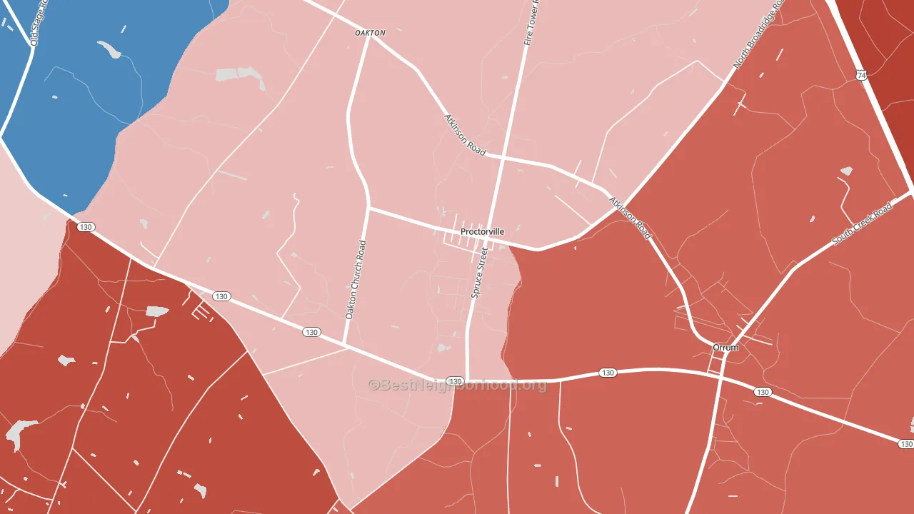 28375, NC block-group political-lean map