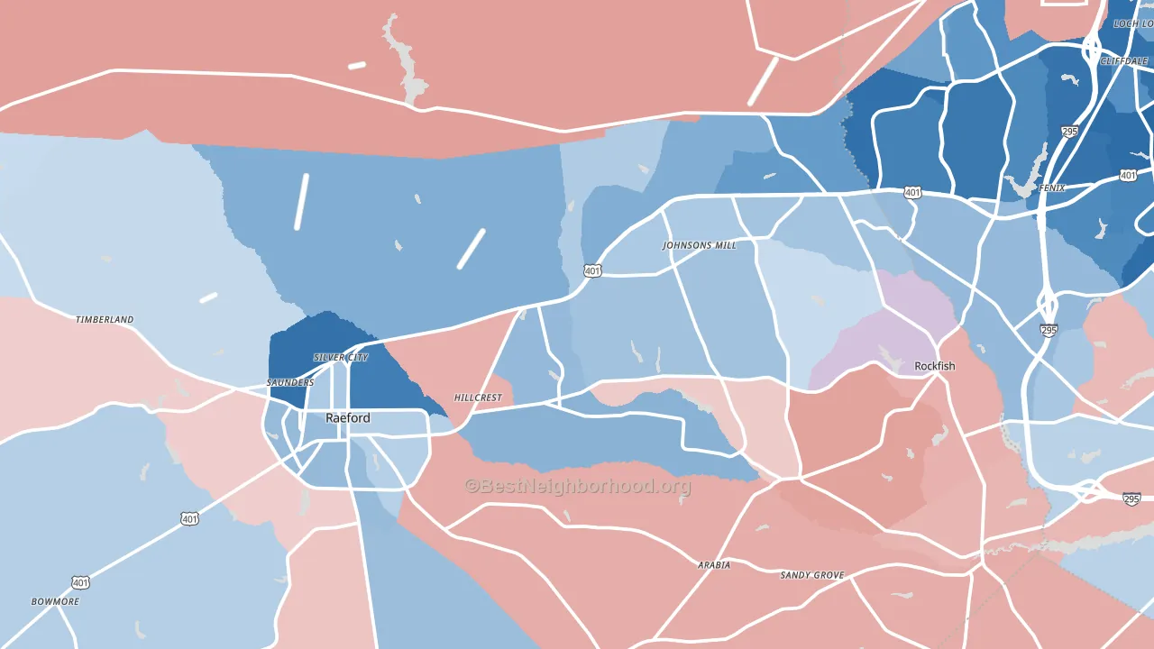 28376, NC block-group political-lean map