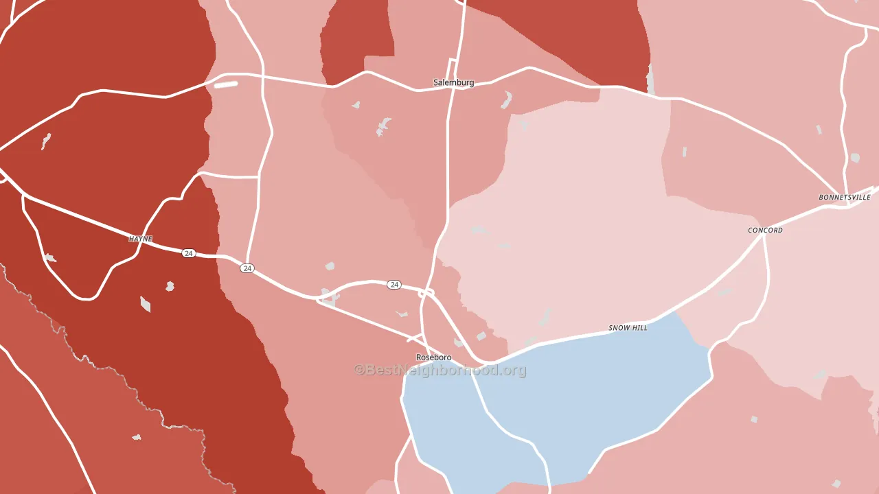28382, NC block-group political-lean map