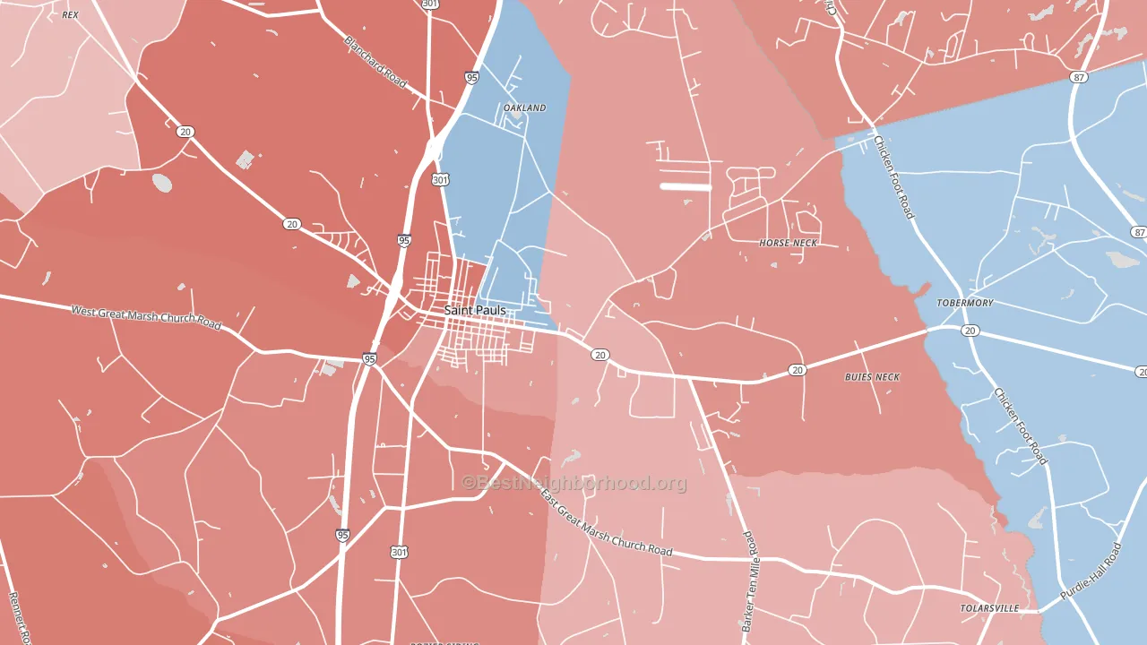 28384, NC block-group political-lean map