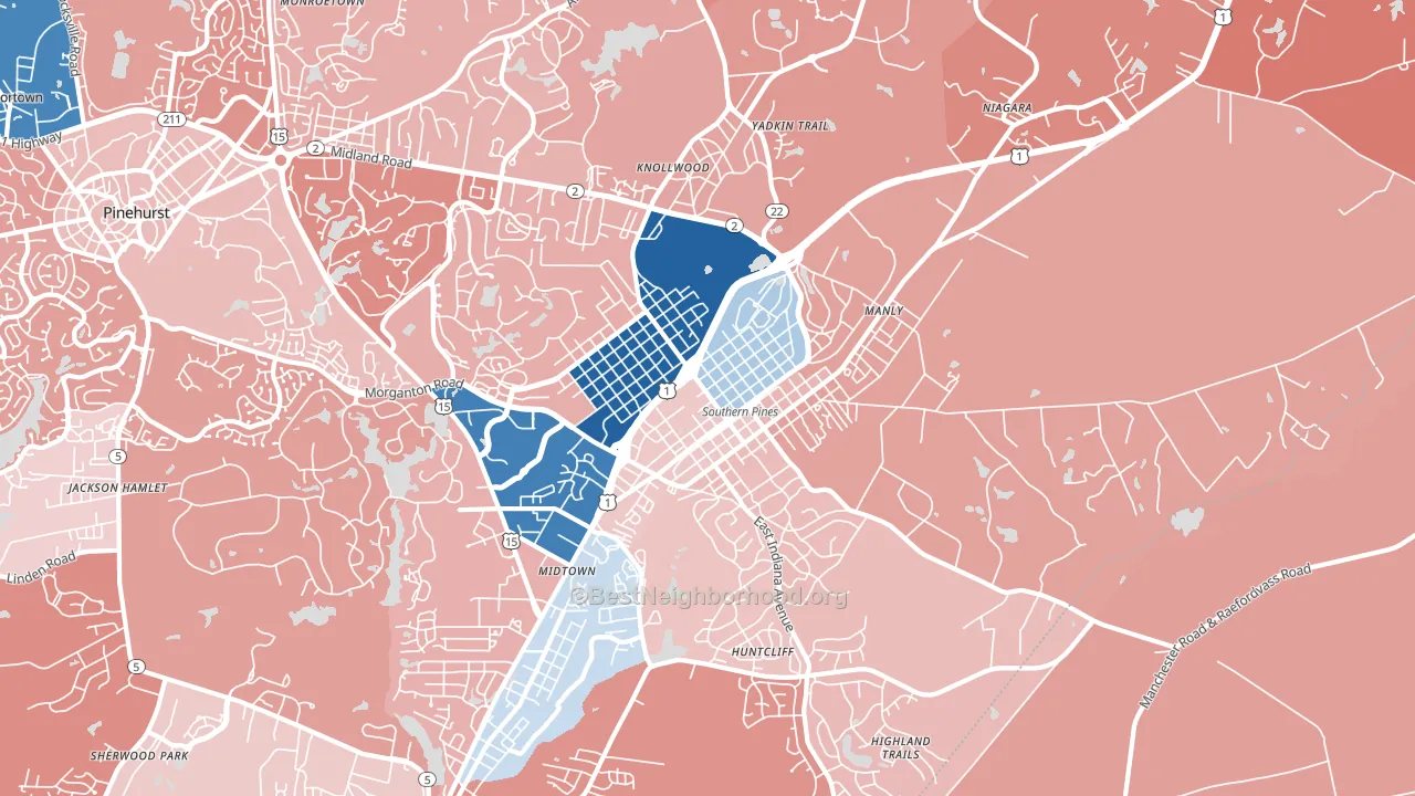 28387, NC block-group political-lean map