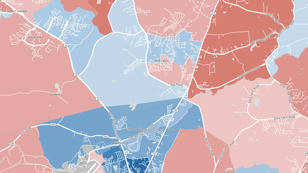 28390, NC block-group political-lean map