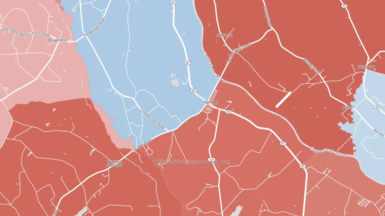 28392, NC block-group political-lean map