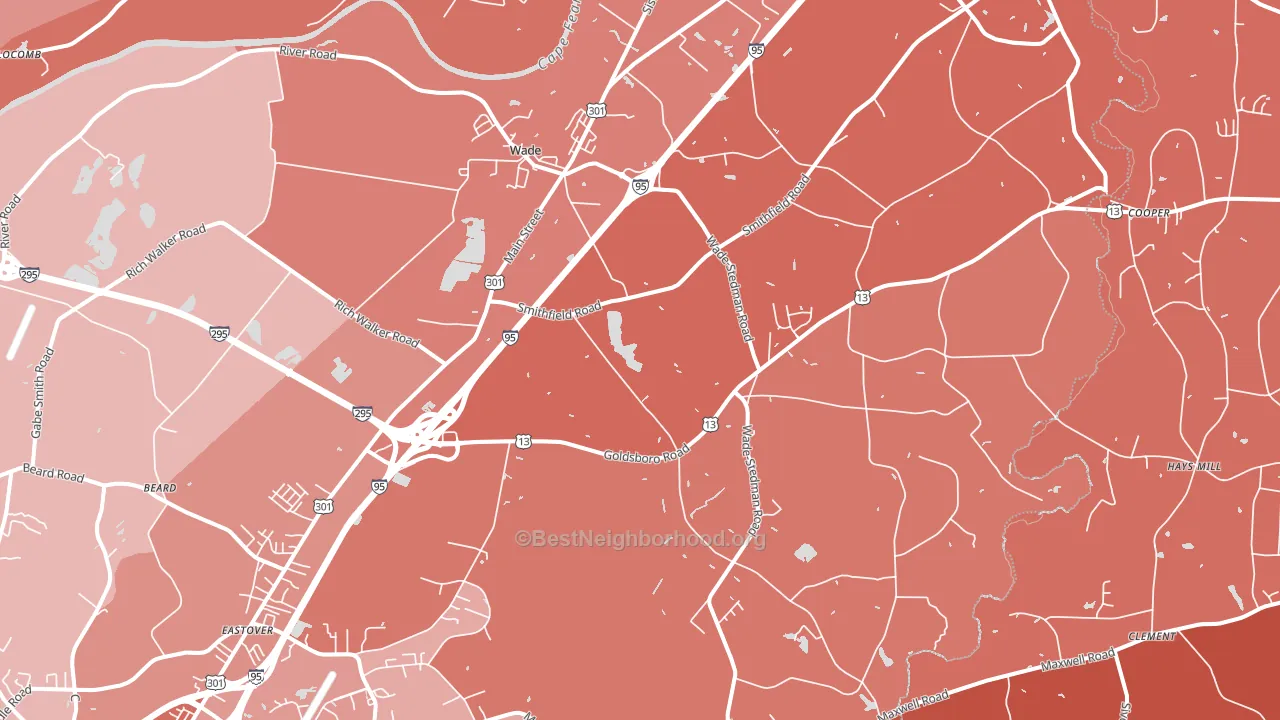 28395, NC block-group political-lean map