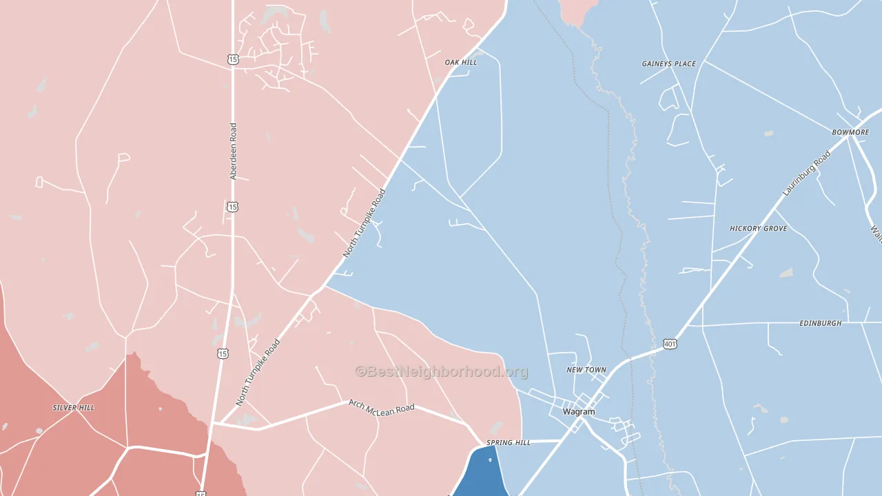 28396, NC block-group political-lean map