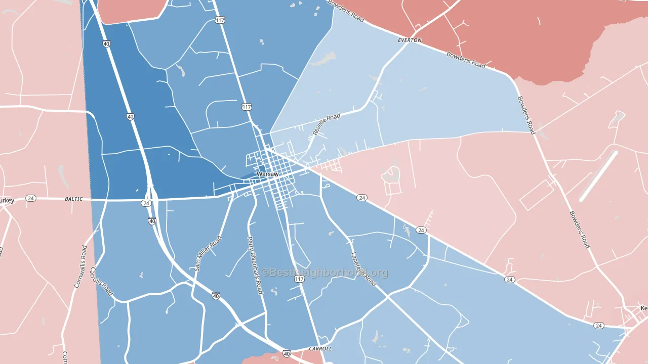 28398, NC block-group political-lean map