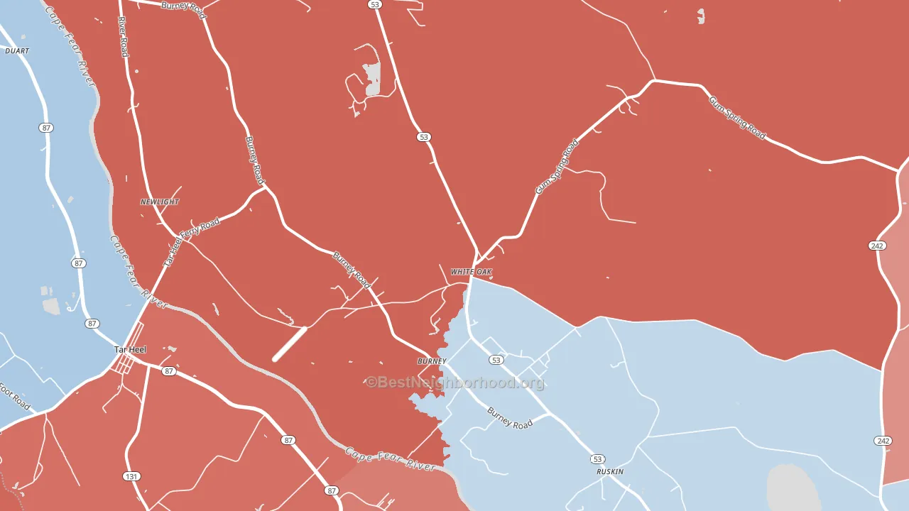 28399, NC block-group political-lean map