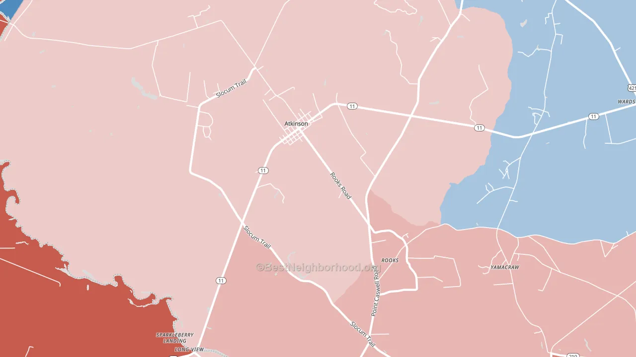 28421, NC block-group political-lean map
