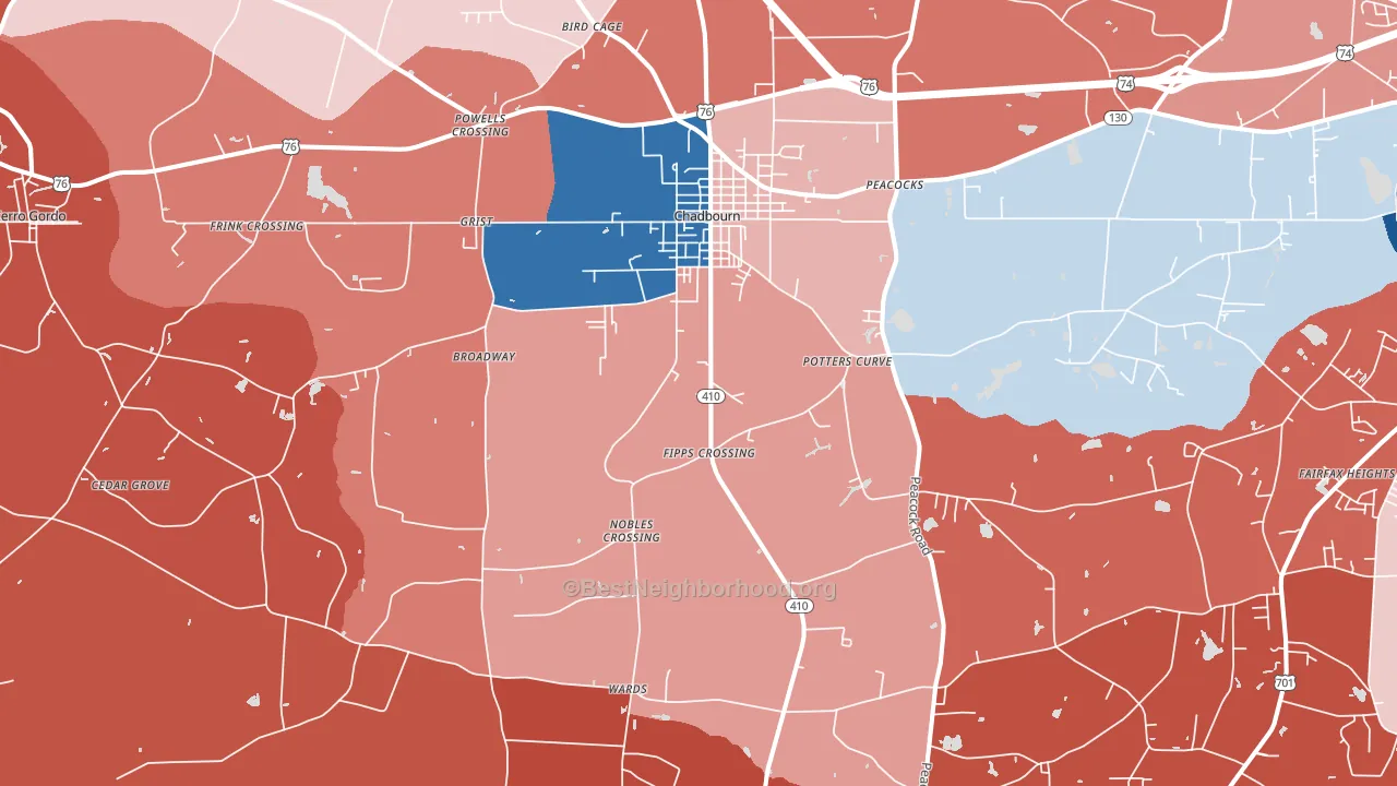 28431, NC block-group political-lean map