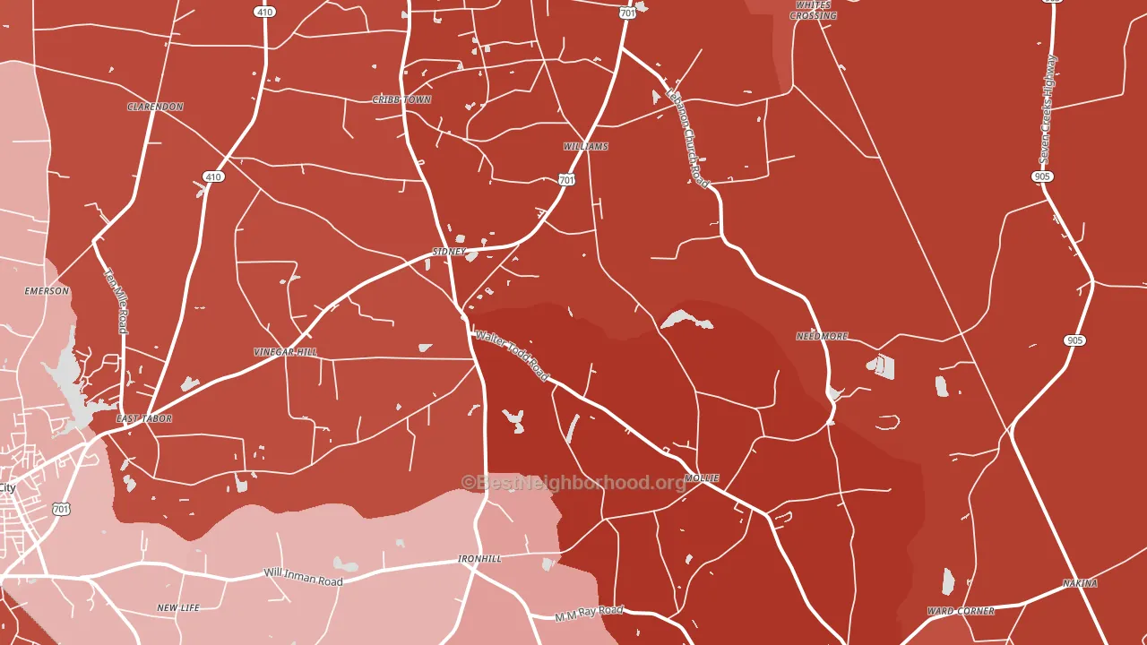 28432, NC block-group political-lean map