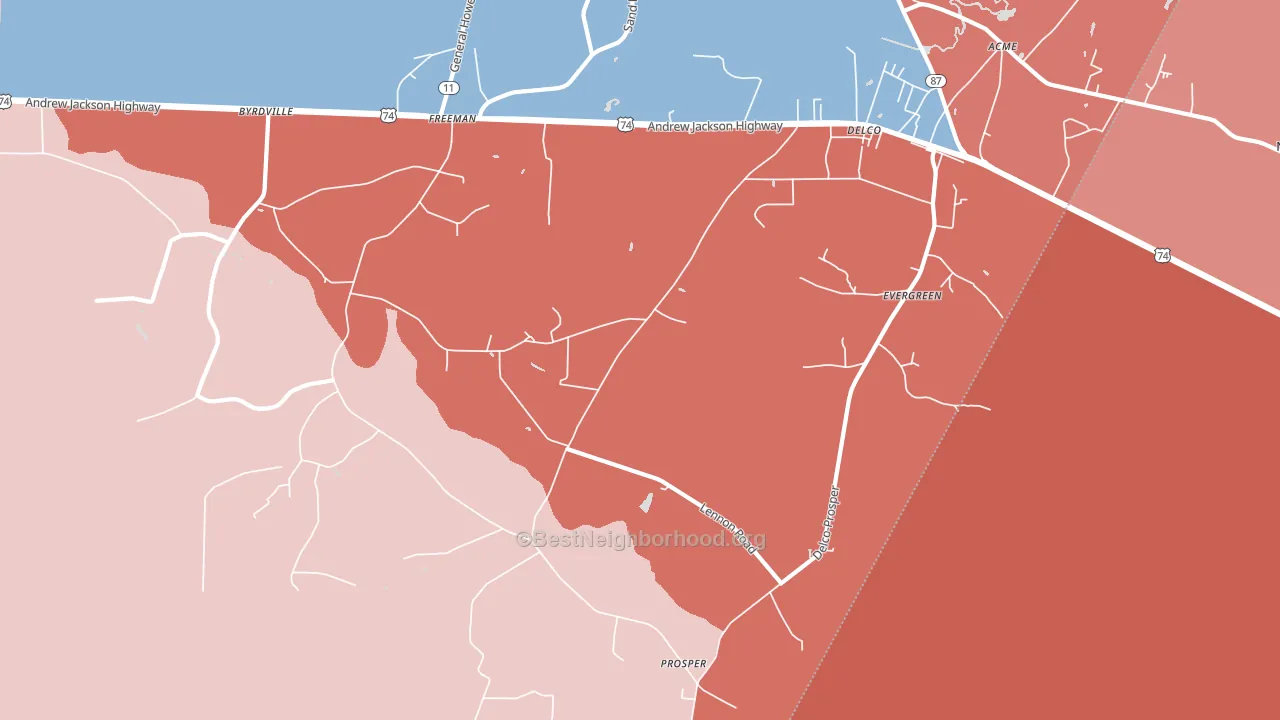28436, NC block-group political-lean map