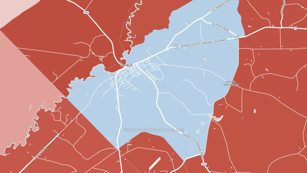 28439, NC block-group political-lean map