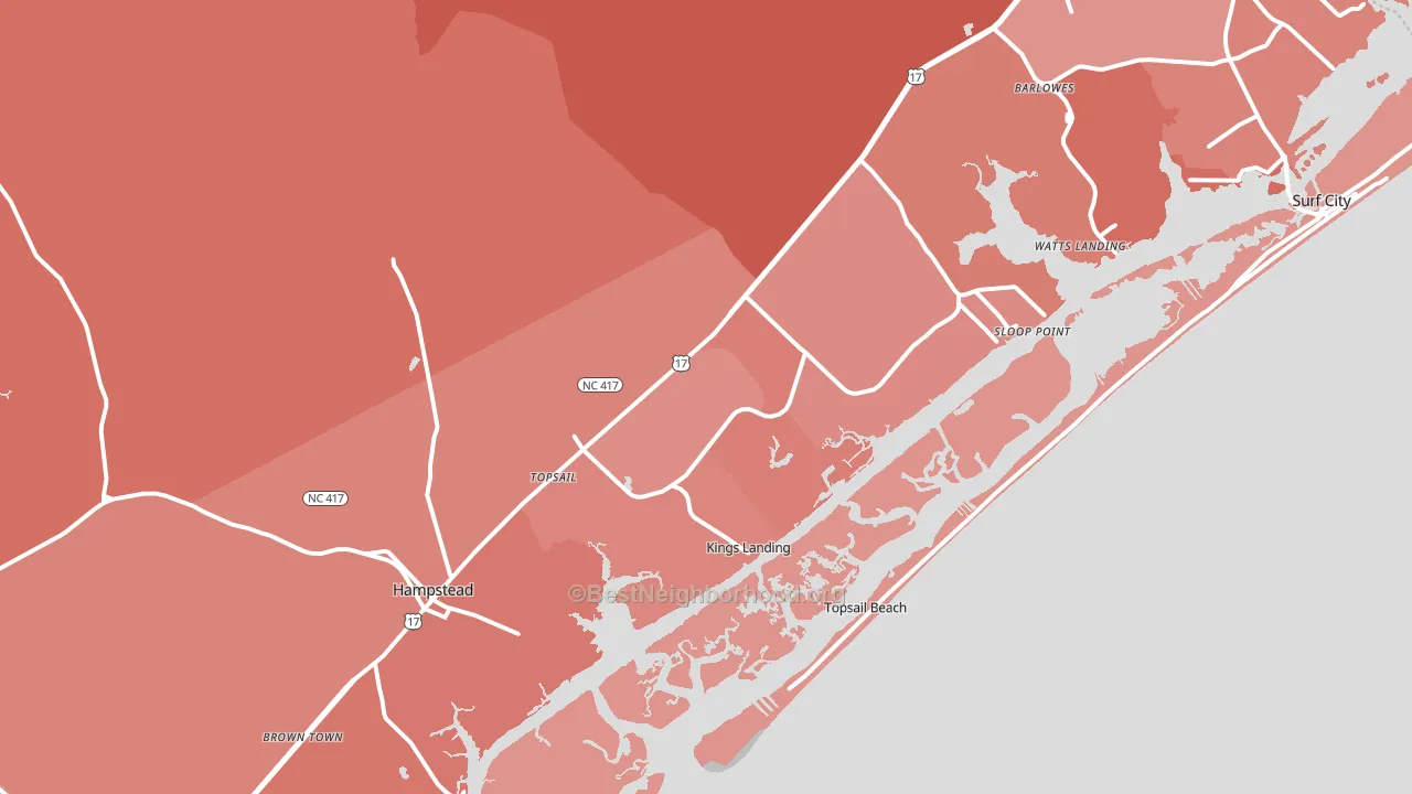 28443, NC block-group political-lean map
