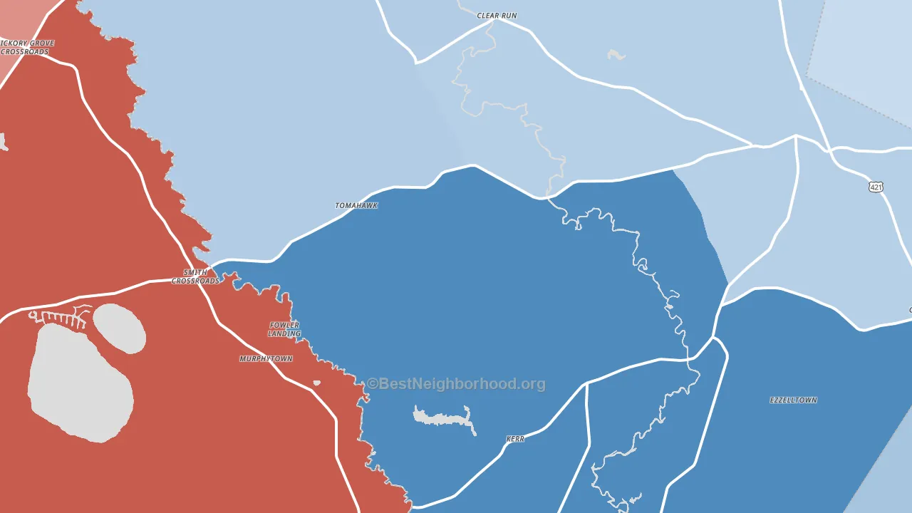 28444, NC block-group political-lean map