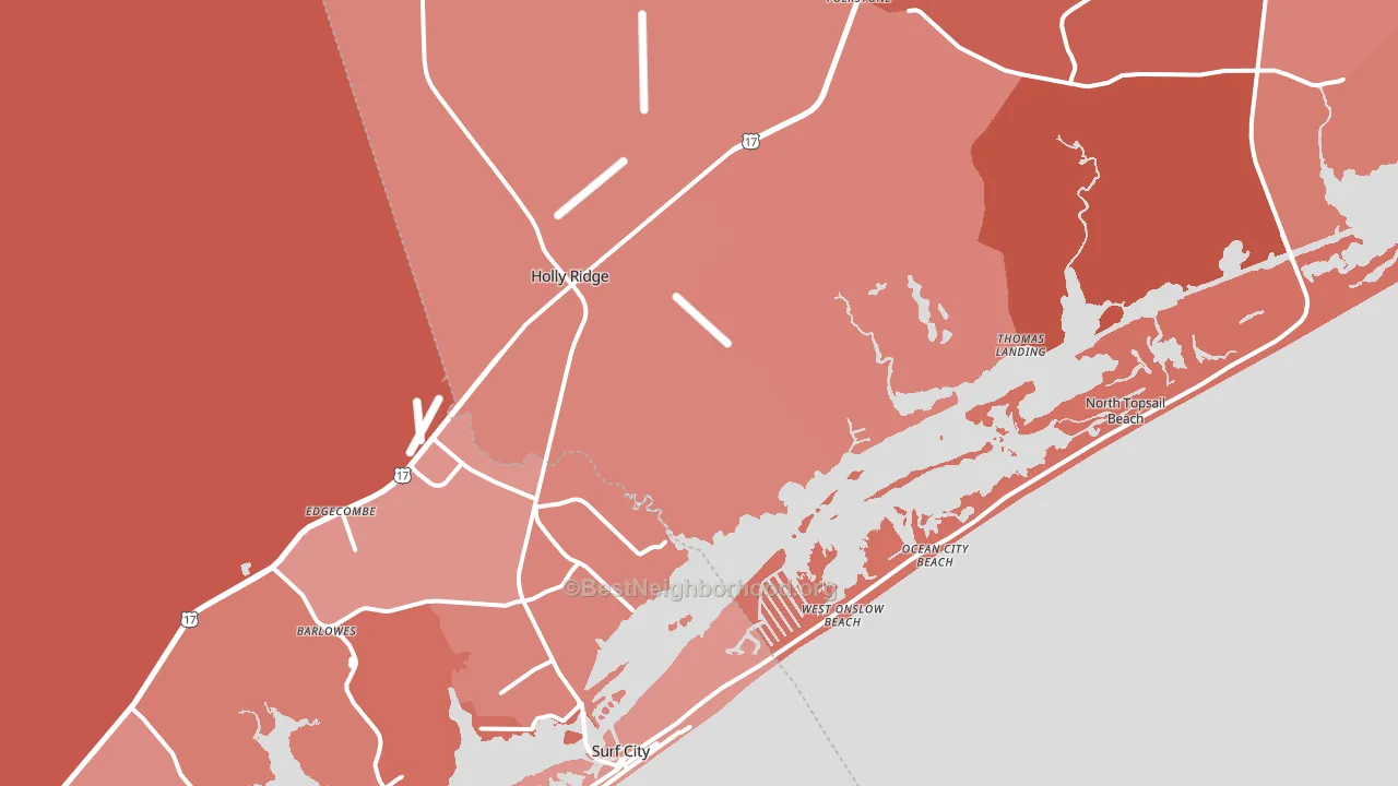 28445, NC block-group political-lean map