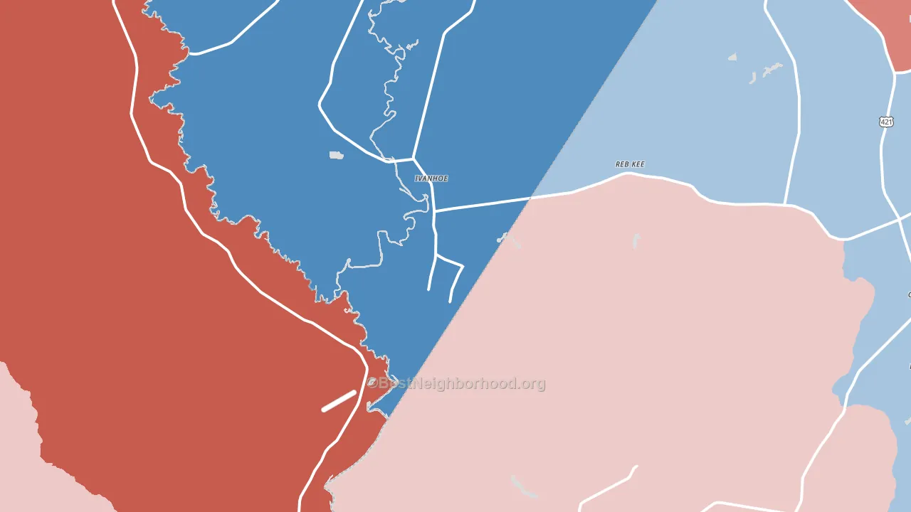 28447, NC block-group political-lean map